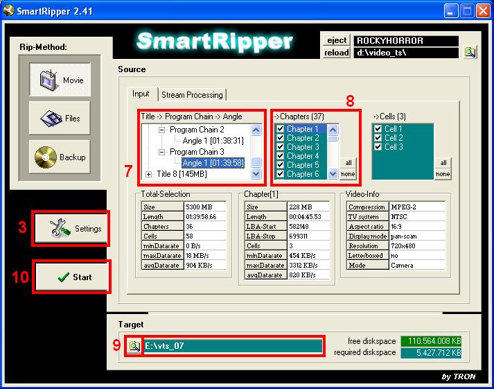 SmartRipper's main window